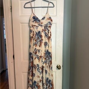 Abercrombie & Fitch Cream and Blue Spaghetti Strap Sundress